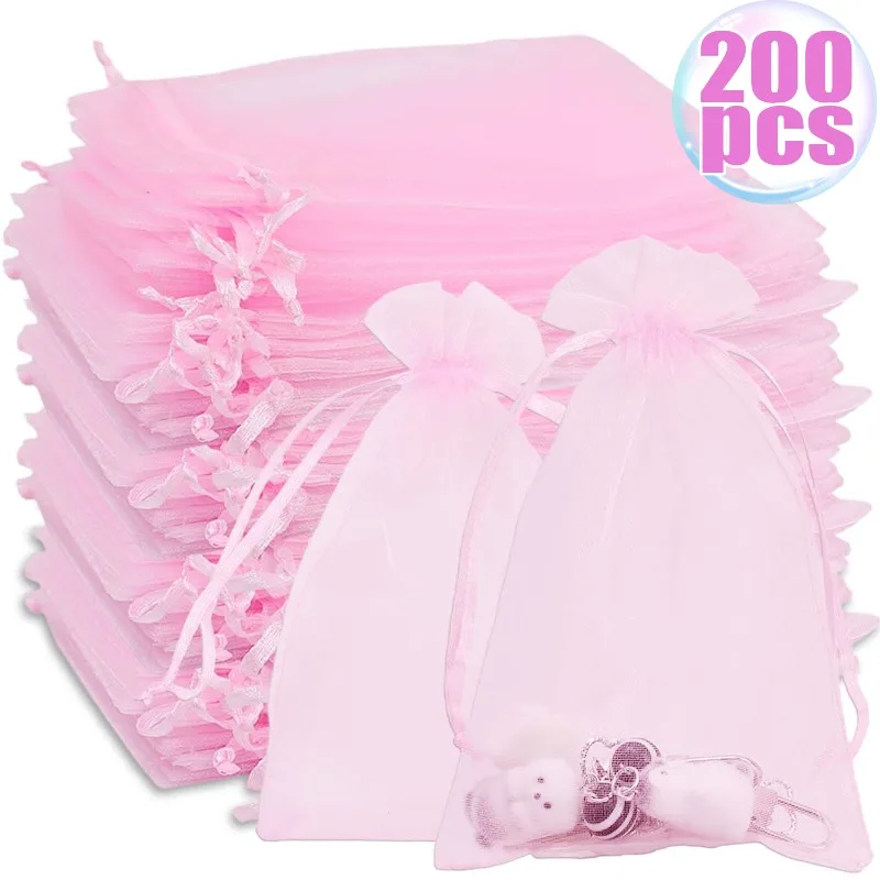 Sheer Organza Drawstring Gift Bags Jewelry Storage Pouches Transparent Mesh Pouch for Wedding Gifts Cosmetics Trinkets Packaging