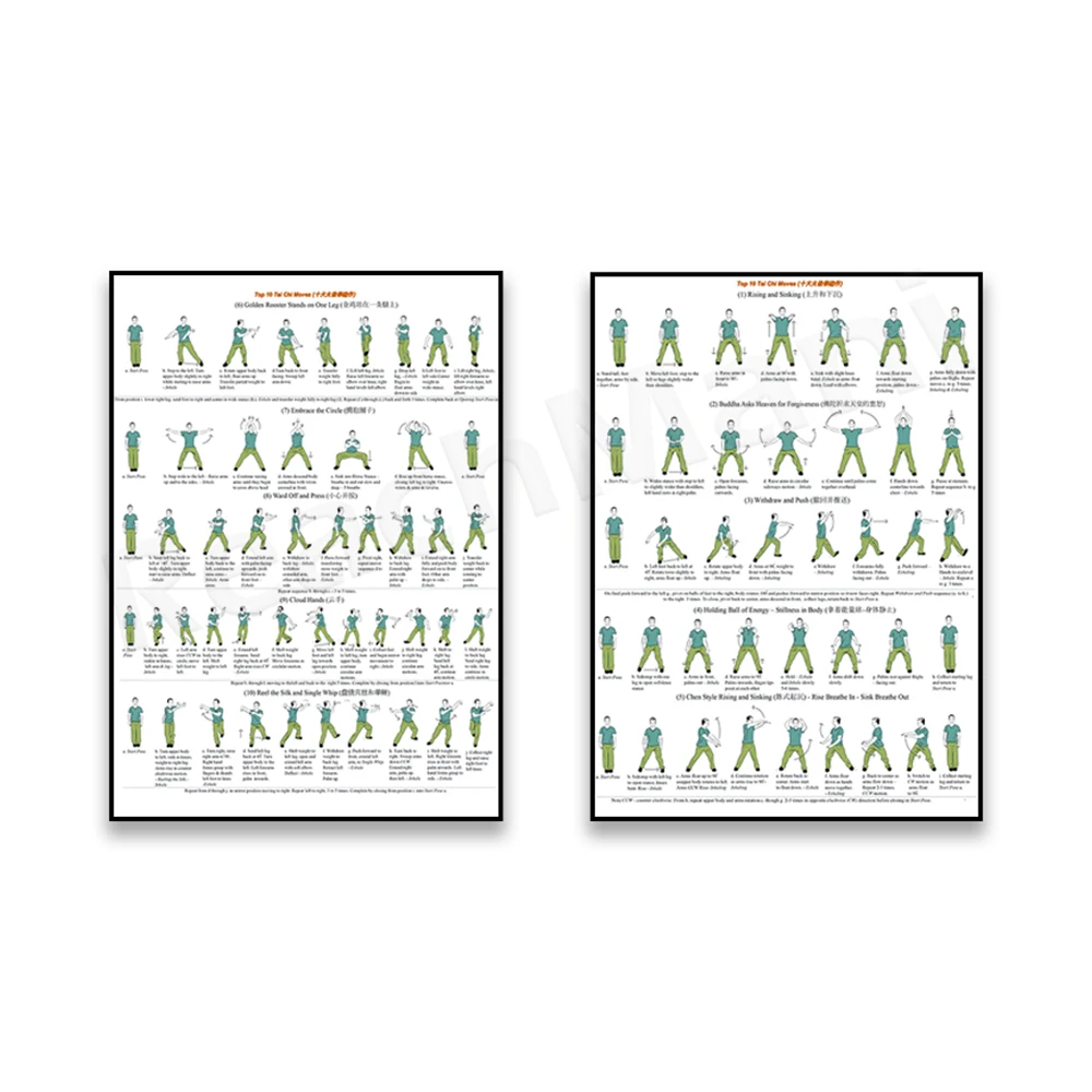 

Ten moves of Taijiquan, traditional Chinese health-preserving exercises, both movement and stillness; smooth air movement poster