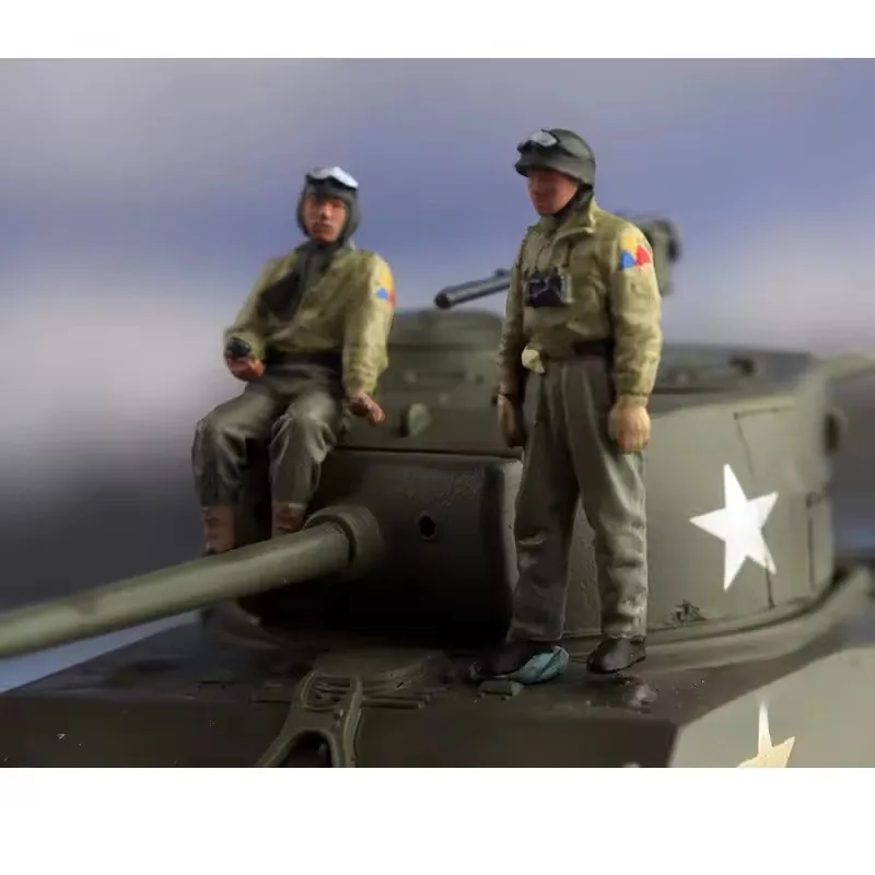 Model w skali 1:72, 2 sztuki, figurka kapitana amerykańskich wojsk pancernych, zabawki do samodzielnego montażu, akcesoria do scen, kolekcja ekspozycyjna dla fanów.
