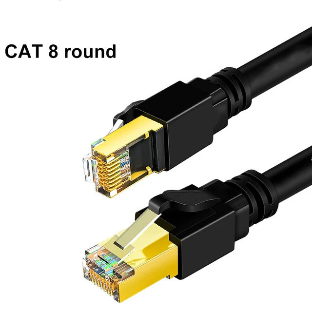 Ethernet Round Cable LAN Network Cat8 Rj45 Speed Network Cable 40Gbps Flat Cable 2000Mhz 26AWG For Router Pc Ps4 Tv Laptop
