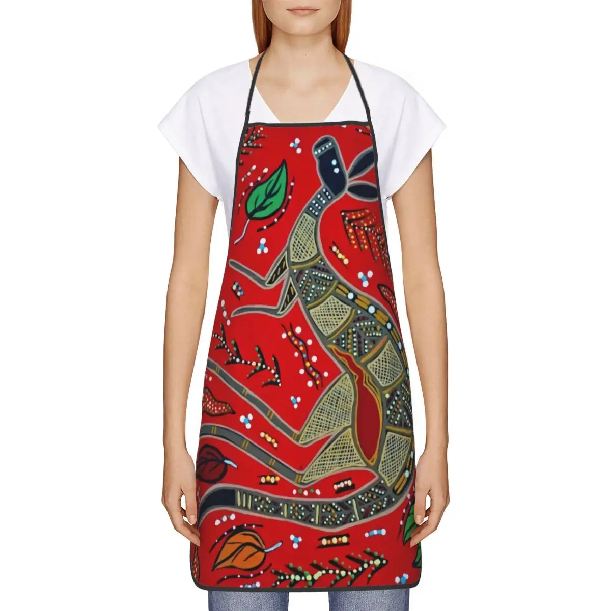 Custom Funny Australian Aboriginal Art Bib Aprons Men Women Unisex Kitchen Chef Tablier Cuisine for Cooking Baking Gardening