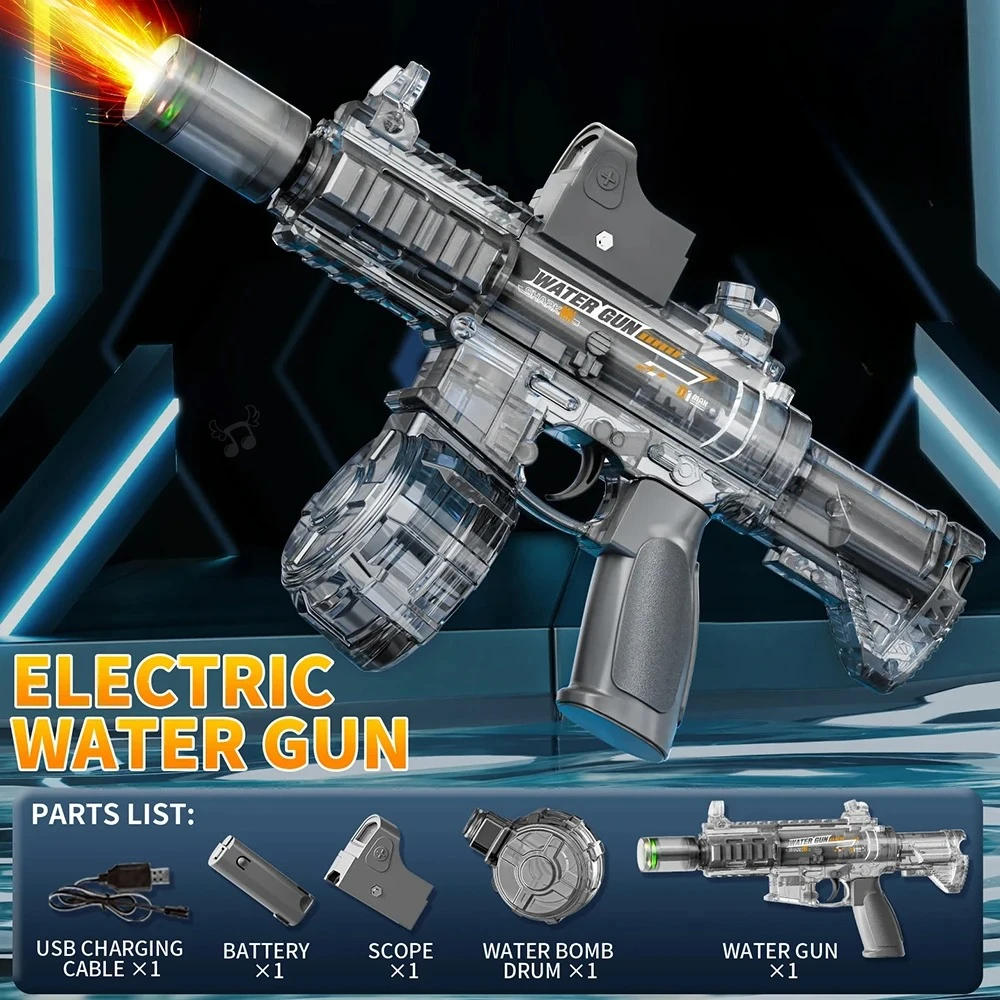LED Light Up Automatic Electric Water Gun for Kids, Summer Outdoor Squirt Toy