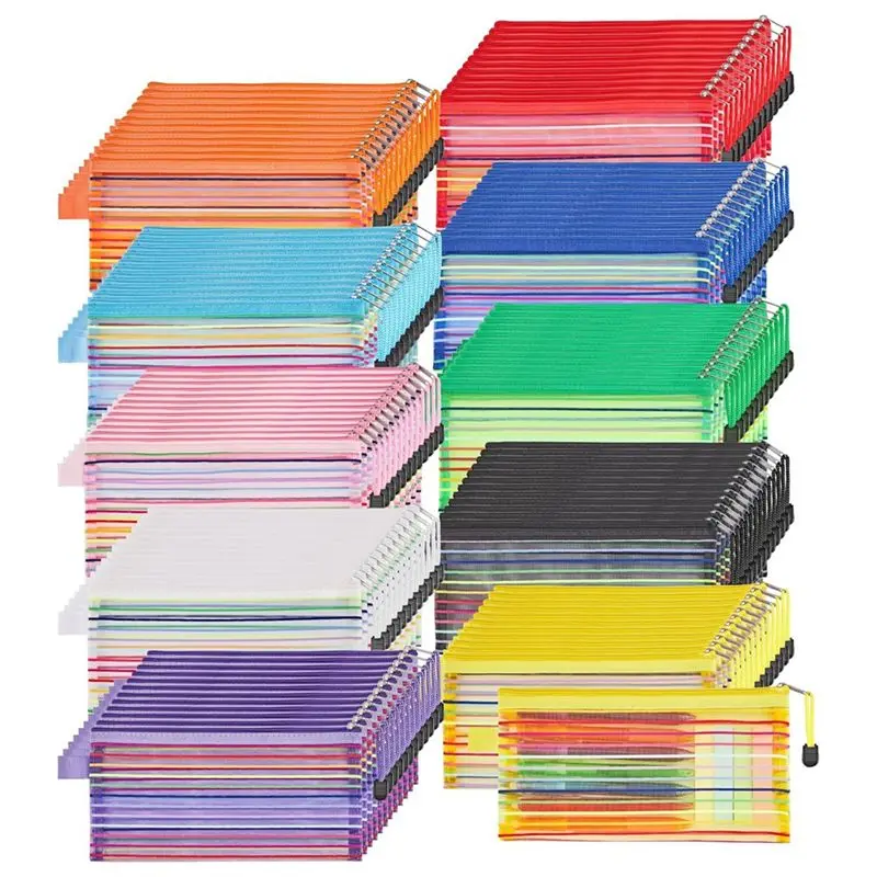 

Сетчатые сумки на молнии ABKS-120Pcs, 10 цветов, многофункциональные сумки на молнии для хранения косметики и офисных принадлежностей