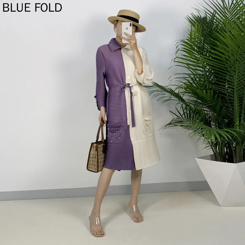 

Pleated 2024 New Women's Large Size Fashion Cardigan Dress Women's Loose Casual Slim Pleats Women's Clothes Elegant Vestido Robe