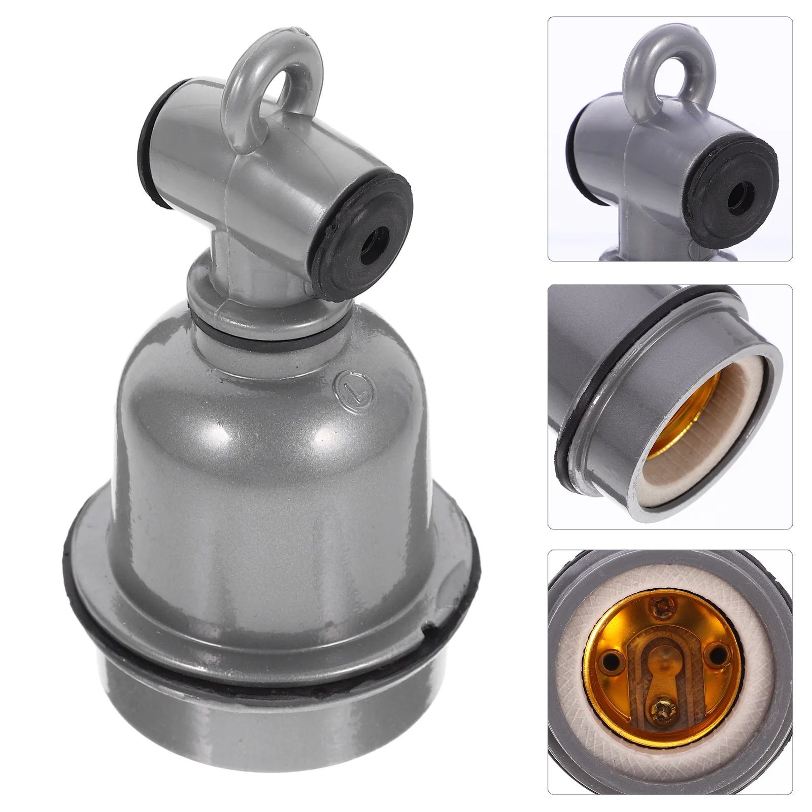 

2 Pcs E27 Screw Bulb Lamp Holder with Outlet Light Socket Base Hanging Lamps Replacement Grey