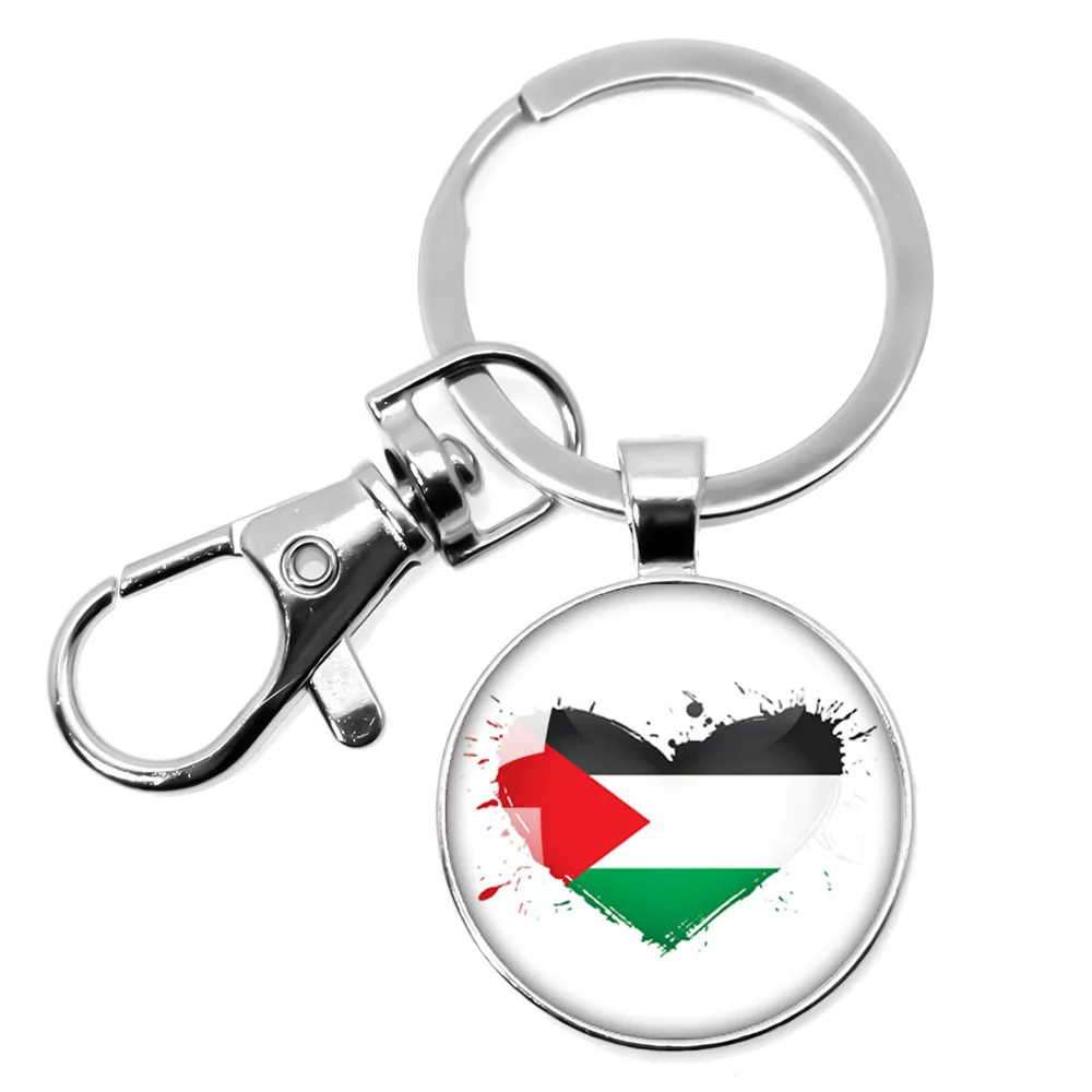 25 مللي متر/30 مللي متر فلسطين علم الدولة زجاج قبة المفاتيح أنماط الفن شخصية حلقات المفاتيح للنساء الرجال المجوهرات هدية #3