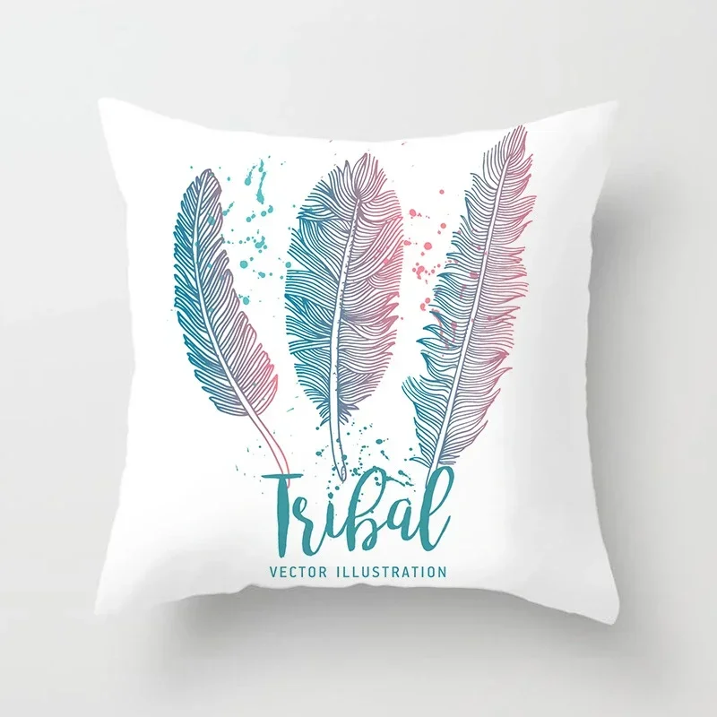 Feather Dreamcatcher Print Decorative Cushions Pillowcase Polyester Cushion Cover Throw Pillow Sofa Decoration Pillowcover