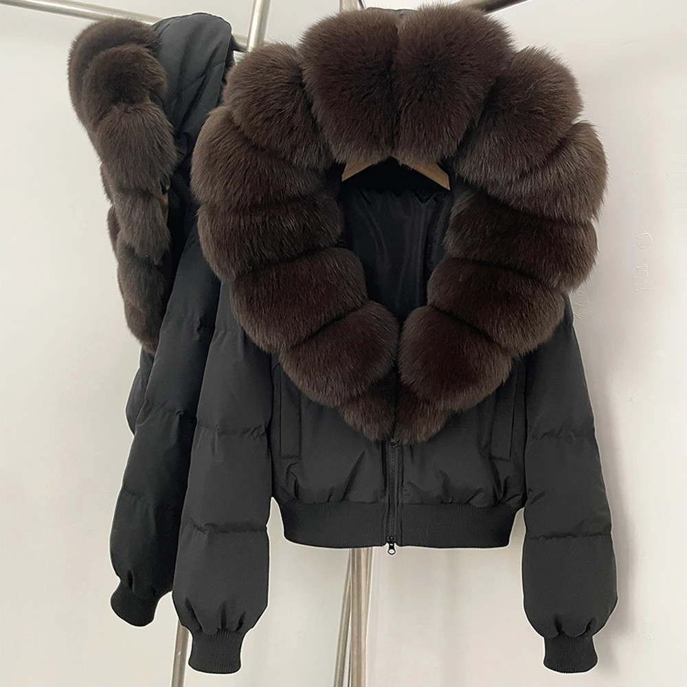 OFTBUY سترة الفراء الحقيقي المرأة معطف الشتاء مع غطاء محرك السيارة الملابس النسائية الاتجاه 2025 سترة الفراء الطبيعي المرأة ديمي الموسم سترة