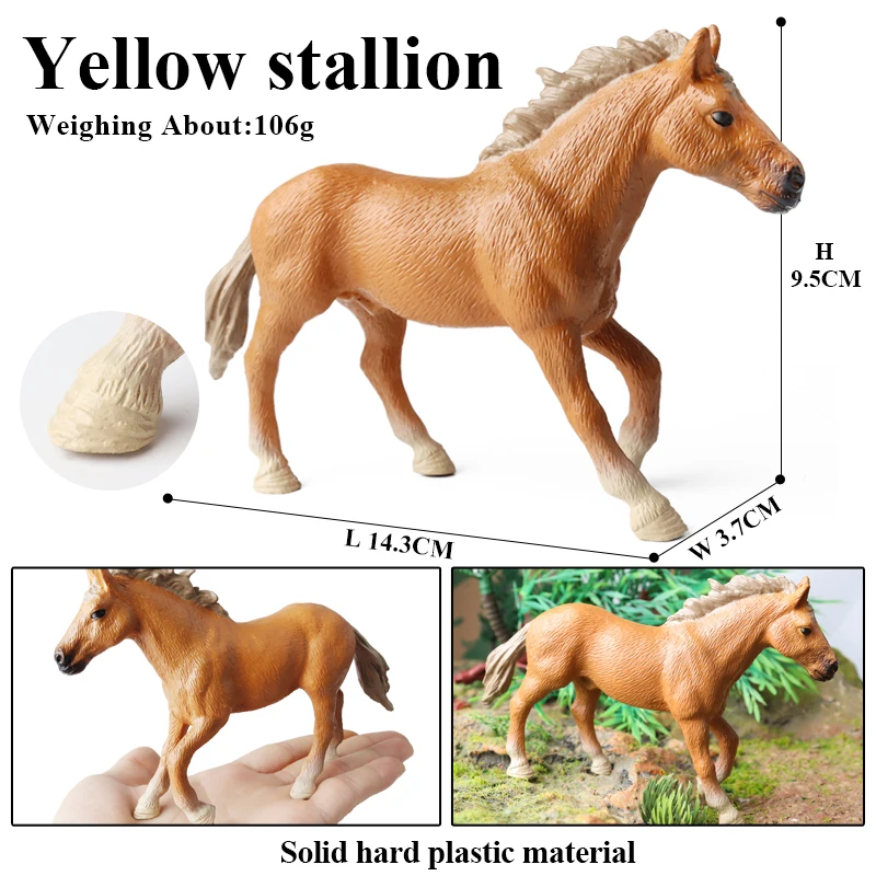Oenux Original Forest Wild Steed Farm Animal Horse Realistic Model Action Figures Haflinger Ferghana horse PVC Figurines Toy Kid