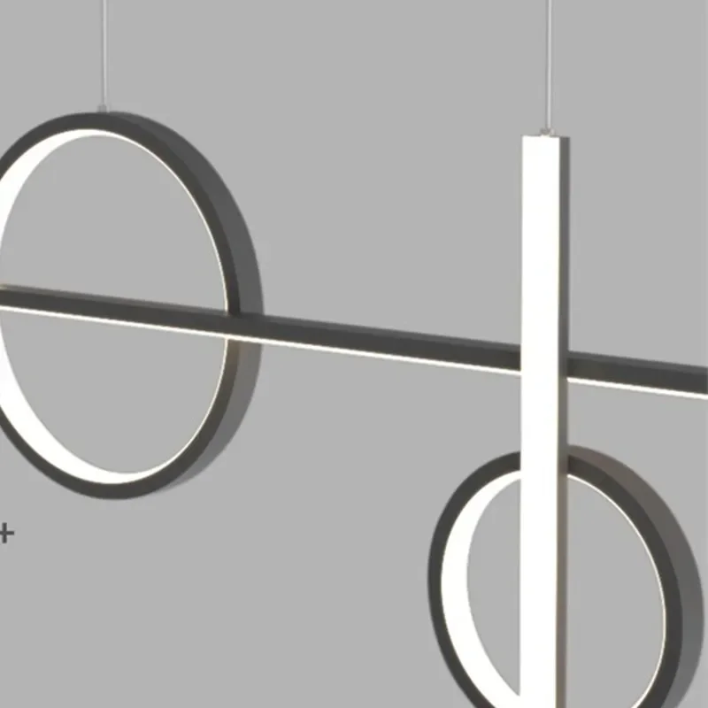 Nordic Line Ring Aluminium Led Ceiling Chandelier Dimmable for Living Dining Table Room Kitchen Island Hollow Hanging Fixture