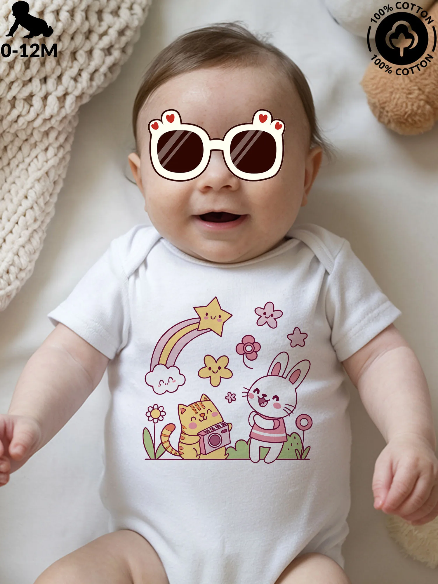 

Детский костюм для ползания унисекс для фотографа с котом, мягкий комбинезон из чистого хлопка, всесезонное белое боди 190GSM