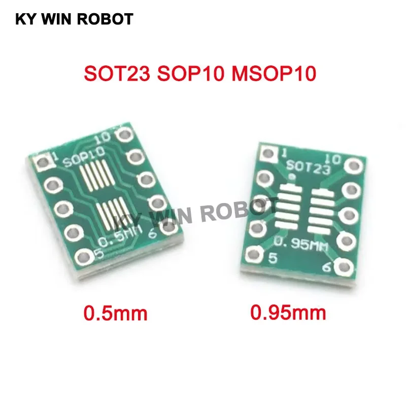 

100pcs SOT23 SOP10 MSOP10 Umax SOP23 to DIP10 Pinboard SMD To DIP Adapter Plate 0.5mm/0.95mm to 2.54mm DIP Pin PCB Board Convert