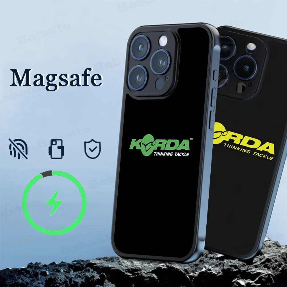 K-Korda Fishing Tackle Phone Case Magesafe Magnetic Wireless Charge Case For iPhone 16 11 12 13 14 15 Pro Max Plus Mini