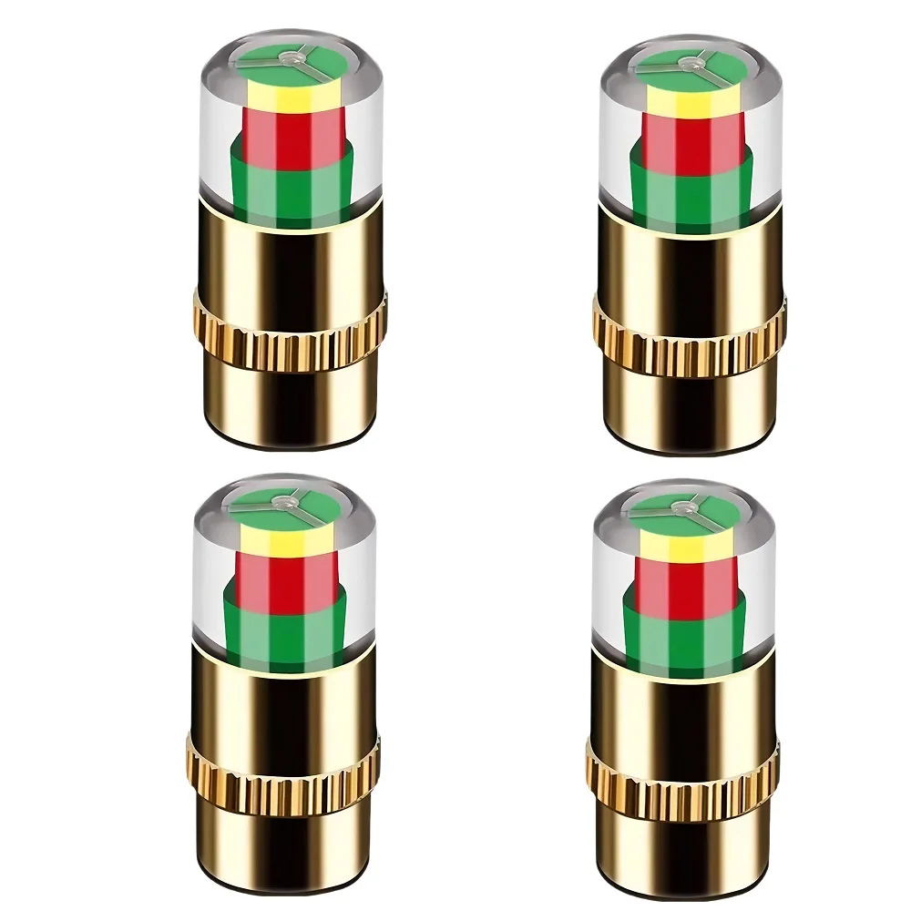 4-delige set bandenspanningsdoppen met externe bandenspanningsensor voor auto's en SUV's.