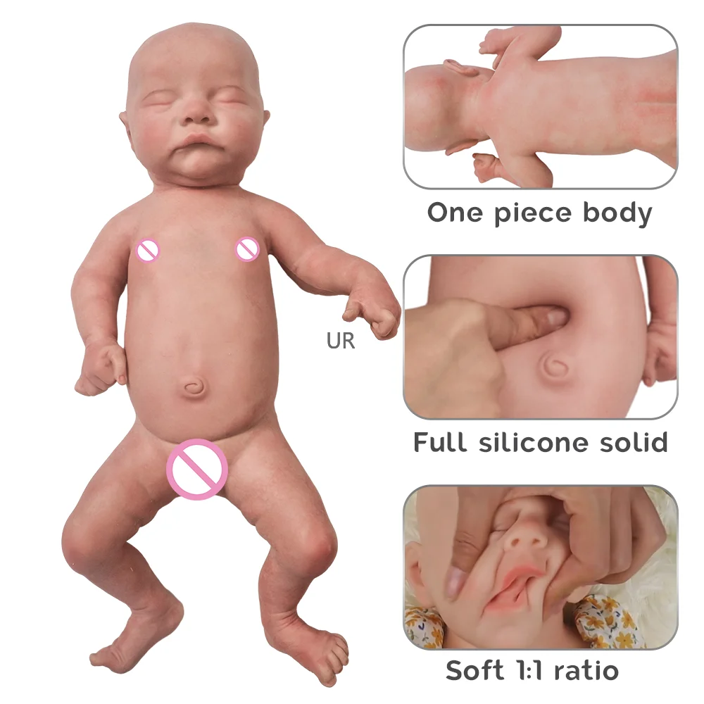 

Unpainted Newborn 2.6Kg 5.7Lbs Weight Realistic Soft 18 Inch 44Cm Full Solid Silicone Sleepy Closed Eyes Reborn Baby Boy