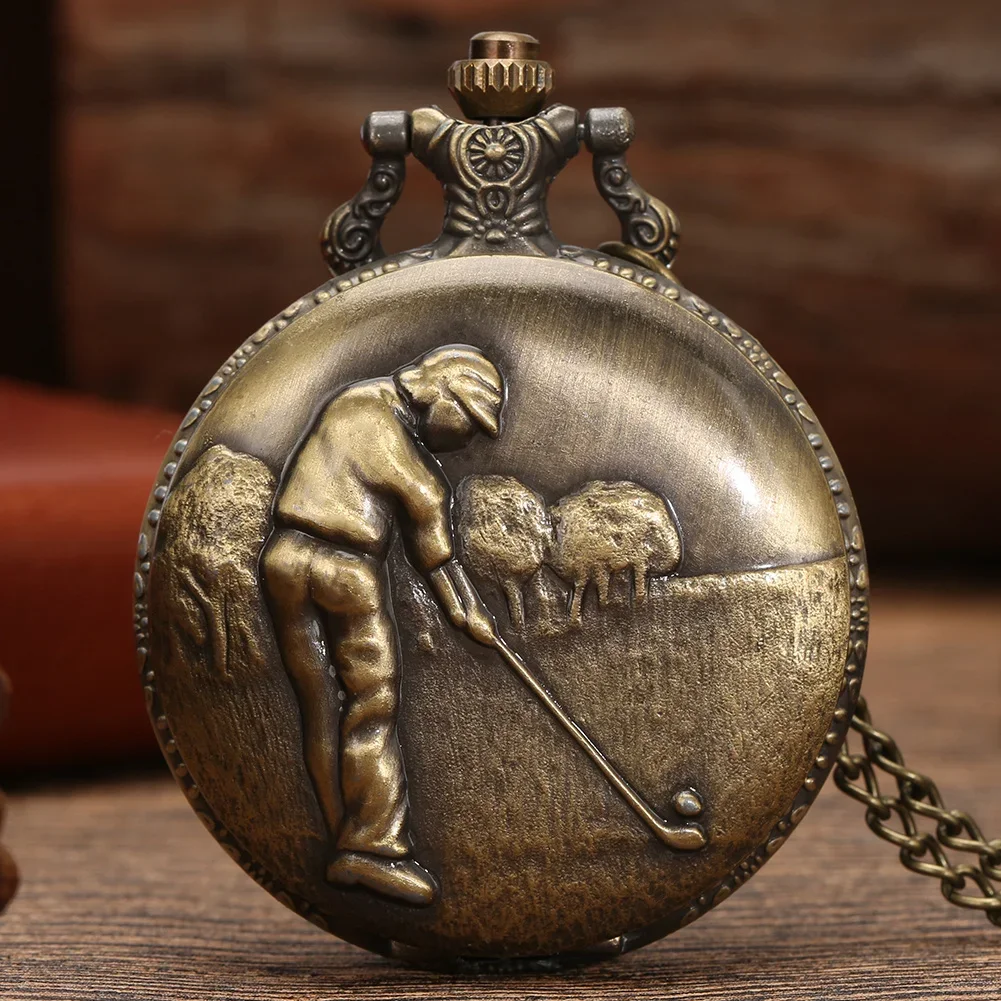 Unique Vintage Golf Pocket Watch - Perfect Gift for Golfers with 31.5 Necklace Chain!