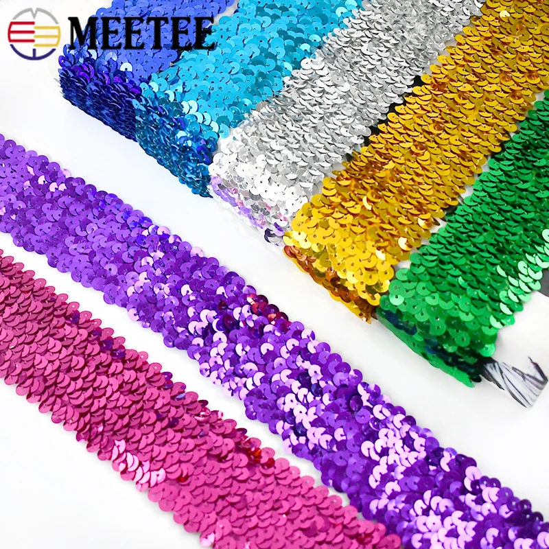 2/5/8M 45mm Sequin Rubber Bands Lace Trim Elastic Band Dresses Clothes Decoration Trimmings Stretch Laces DIY Sewing Accessories