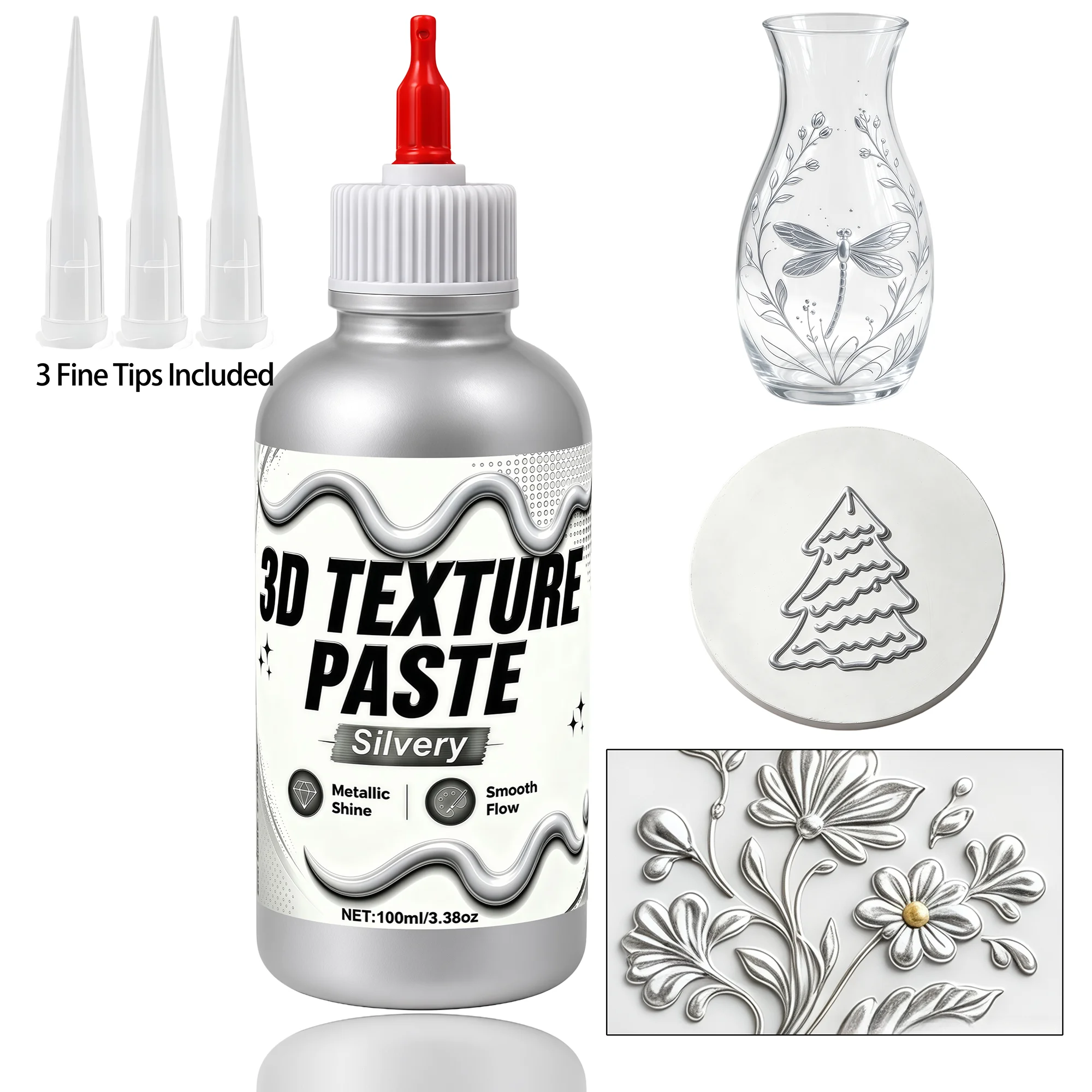 Artistic Texture Paste Acrylic Squeeze Line Paste. Artist Painting Supply, Ready-to-Use with Ultra-Fine Tip for Smooth, precise