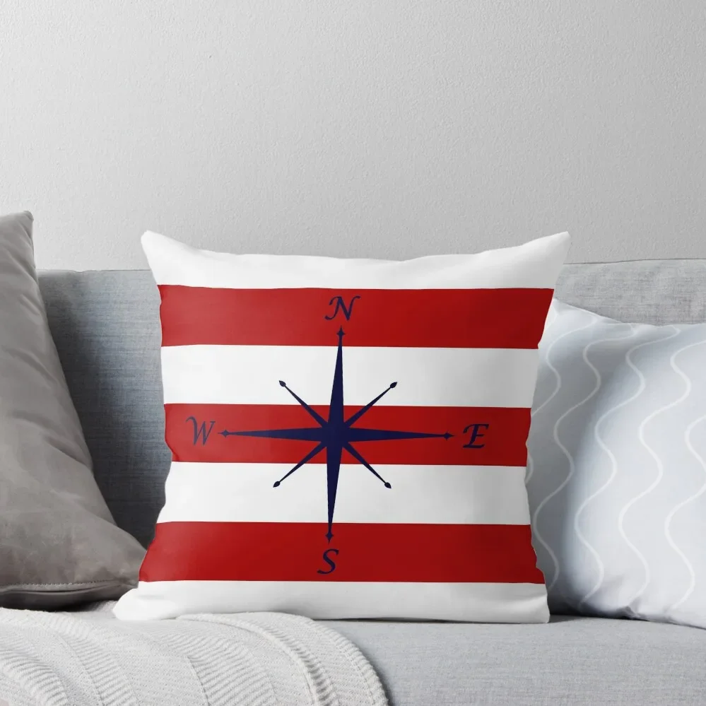 

Nautical Navy Blue Compass On Red and White Stripes Throw Pillow Rectangular Cushion Cover Cushions For Children pillow