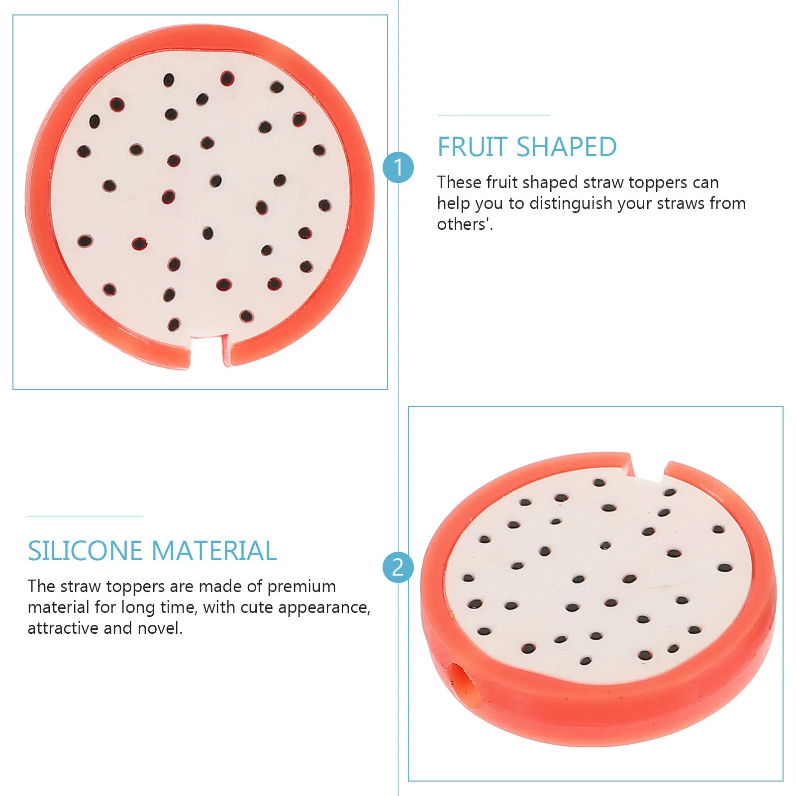 

6Pcs Cute Silicone Straw Toppers Decorative Fruit Design Drinking Straw Accessories Ideal Gift for Parties Restaurants Cafes