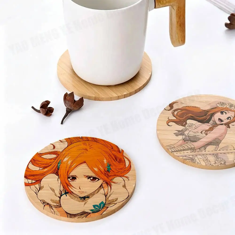 BLEACH Orihime Inoue TYBW Round Wooden Coasters For Suitable for Drinks Tea Coffee Home Gift Choice Holiday