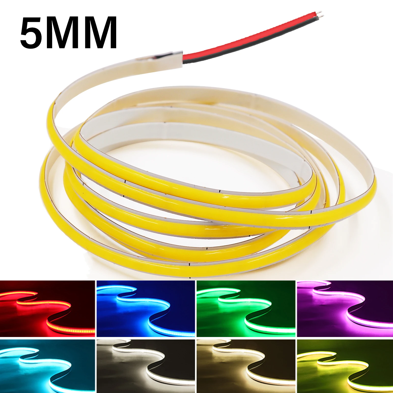 

Светодиодная лента COB 5 В, 12 В, 24 В, 5 м, 1 м, 320 светодиодов/м, гибкая светодиодная лента высокой плотности 3000K, 4000K, 6000K, красный, синий, декор для кухни и комнаты, 5 мм