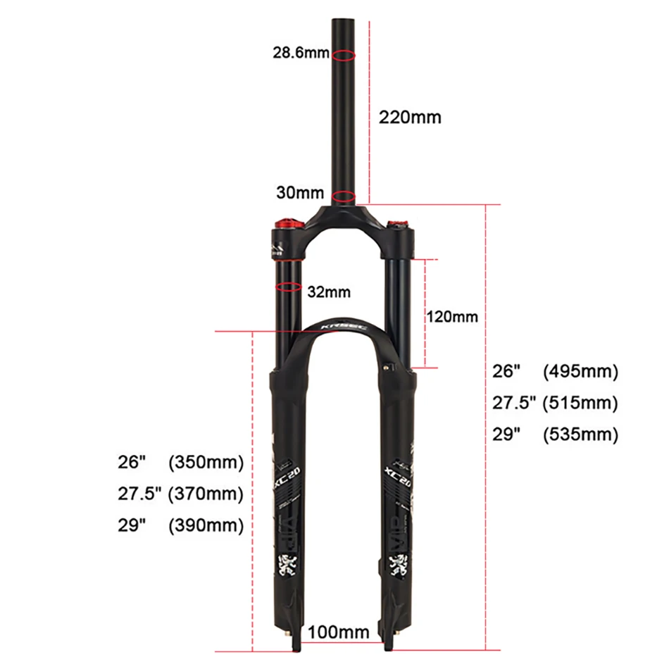 MTB Oil Air Bicycle Suspension Bicycle Suspension Disc Brake 26/27.5/29er32 HL RL100mm Alloy Mountain Bike Fork For Bicycle Part