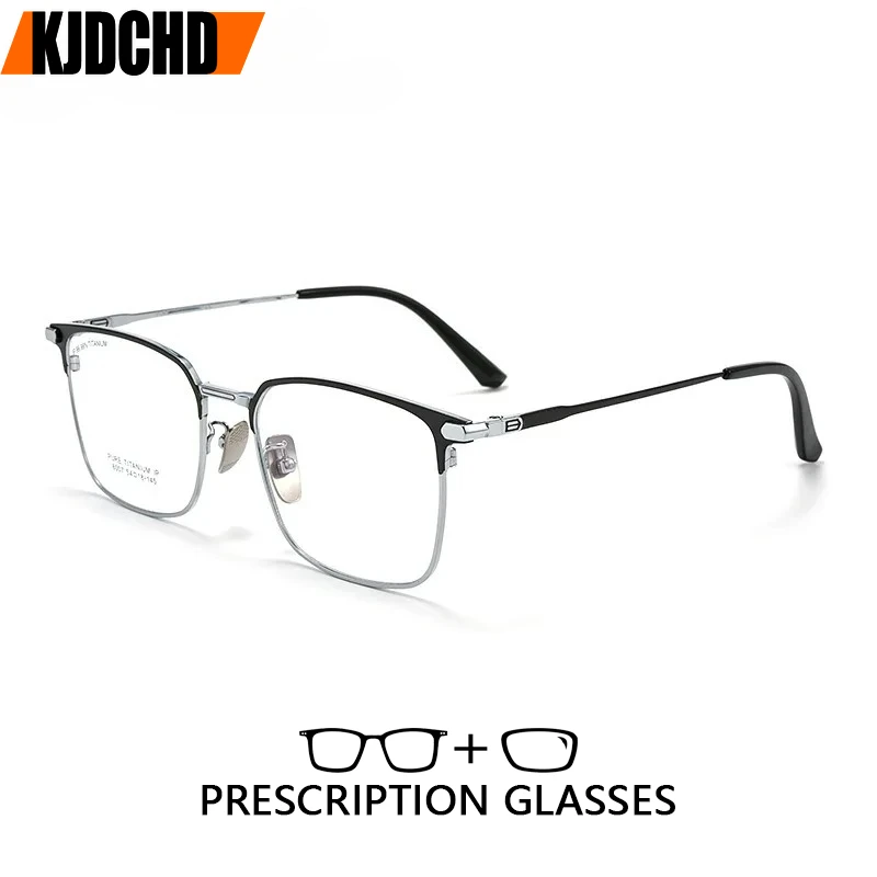 KJDCHD Fashion Square Pure Titanium Frame Simple Design Men's Anti-blue Light Glasses Can Be Customized Prescription