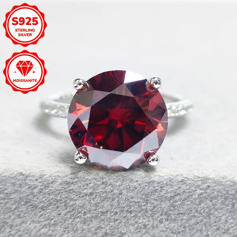 

1pc 5Carat Exquisitely Artisan - Pomegranate Red Moissanite Ring: Classic Romantic Small and Exquisite Gifts.
