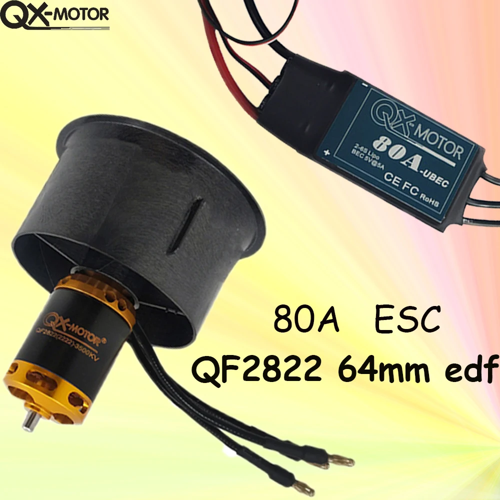 

QX-MOTOR 64mm Edf Set 3s 4s 6s Brushless Motor With 12 Bladen with 60A/80A ESC For FMS Freewing Rc Airplane