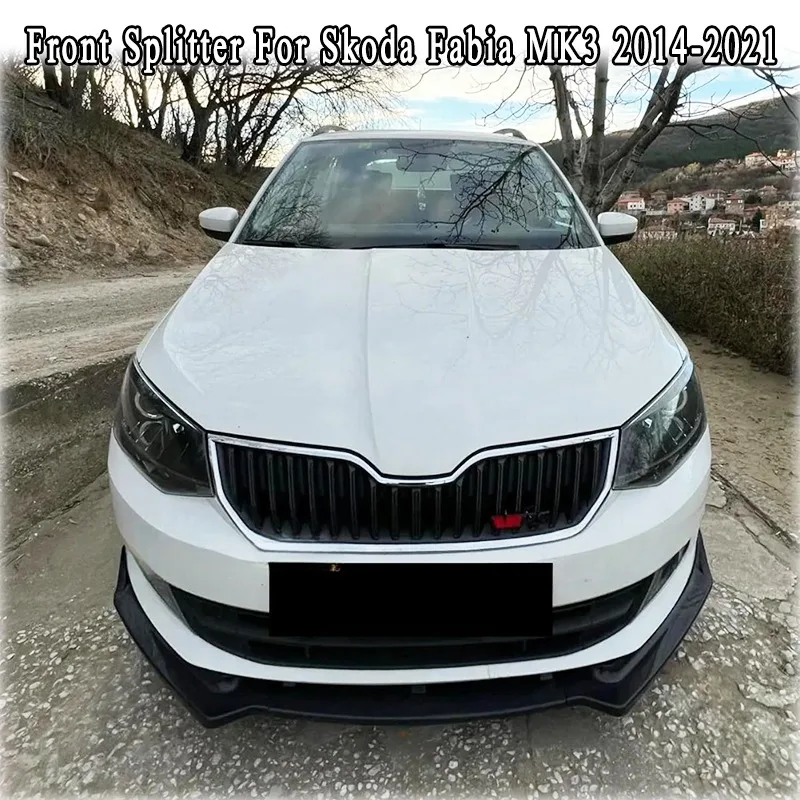 Para Skoda Fabia MK3 TSI TDI MPI Combi 2014-2021: Kit de carrocería con alerón delantero, labio divisor y canard para parachoques delantero.