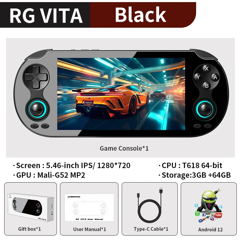 ANBERNIC RG VITA / RG VITA Pro Handheld Game Console 5000mAh Android Videogame-speler Ondersteunt Bluetooth AI Streaming RixelHK - afbeelding 1