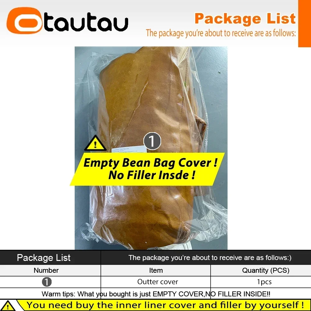 OTAUTAU Faux Leather Bean Bag Cover SF308 【No Filler Inside! You Need To Buy Filler By Yourself ! 】Corner Pouf Lounge Game Chair
