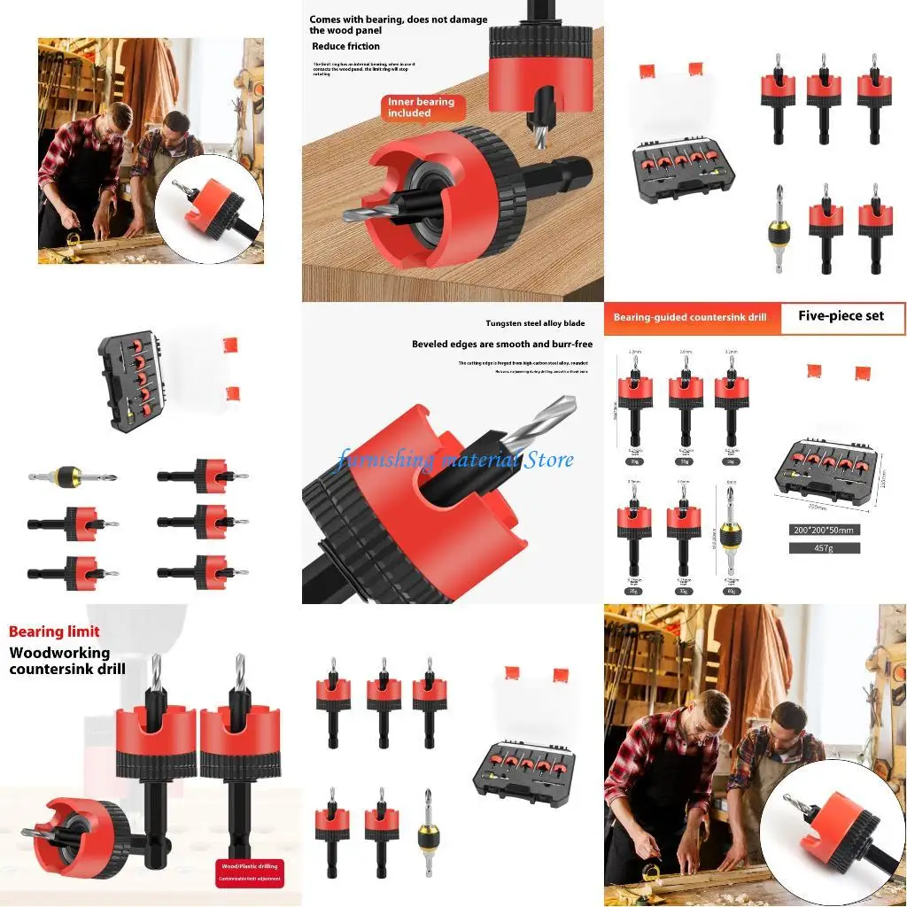 

Y5GD Versatile Woodworking Countersink Drill Bit With Depth Adjustment System And High Performances Smooth Bearing Design