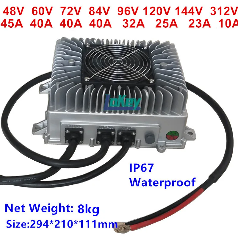 3300W sealed IP67 waterproof charger 48V 60V 72V 84V 96V 100.8V 120V 20A 30A 40A 50A lithium lipo lifepo4 LTO batterys cargador