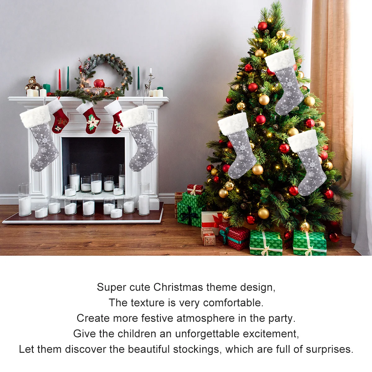 

Christmas Gift Stocking High-Quality Xmas Gift Sock Candy Sweet Hanging Pouch Christmas Tree Decoration Festive Party Supplies