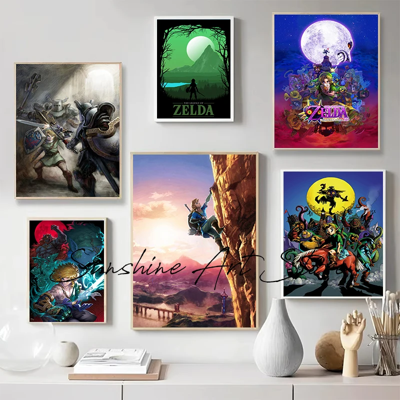 Legend of Z-elda Poster Breath of The Wild Wall Art Game Poster Canvas Painting Wall Art Decor Gaming Room Decoration Game Gift