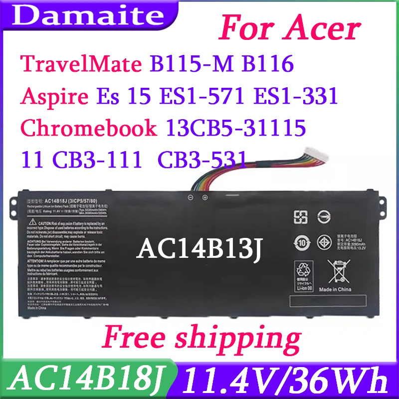 AC14B18J Laptop Battery For Acer Aspire E3-111/V3-111/V3-111P/V5-122 Acer Chromebook 13 CB5-311 Acer TravelMate B115-M B115-MP