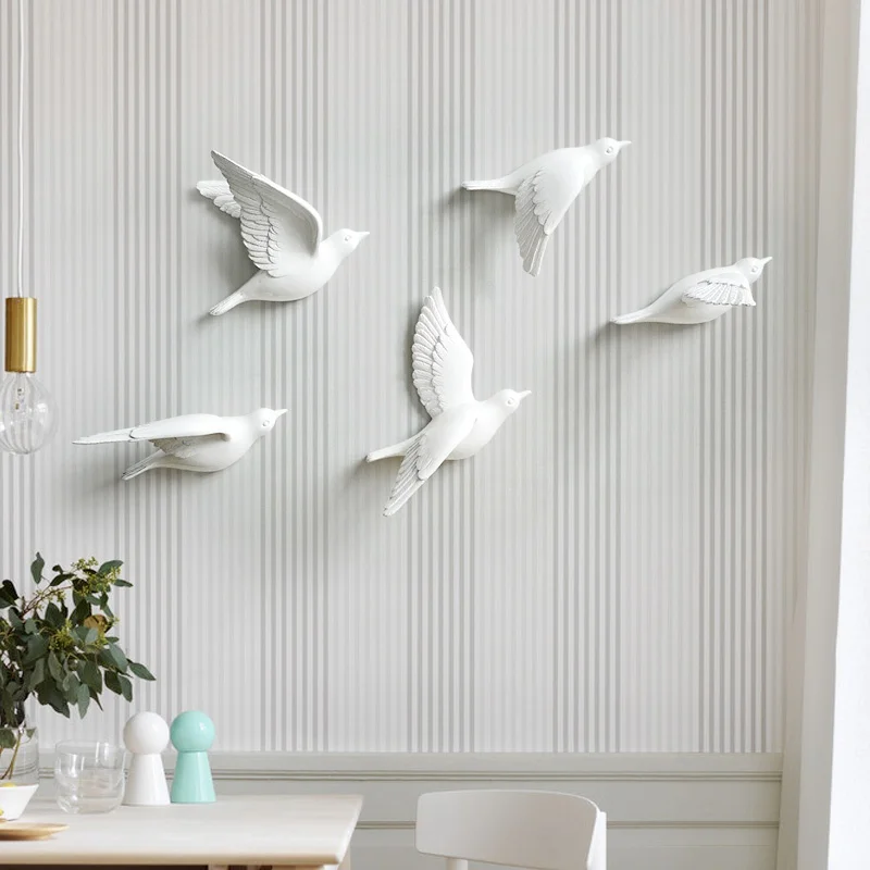 

European Resin Birds Wall Hanging Pigeon Crafts Decoration Home Livingroom Sofa TV Background 3D Wall Sticker Ornament Art