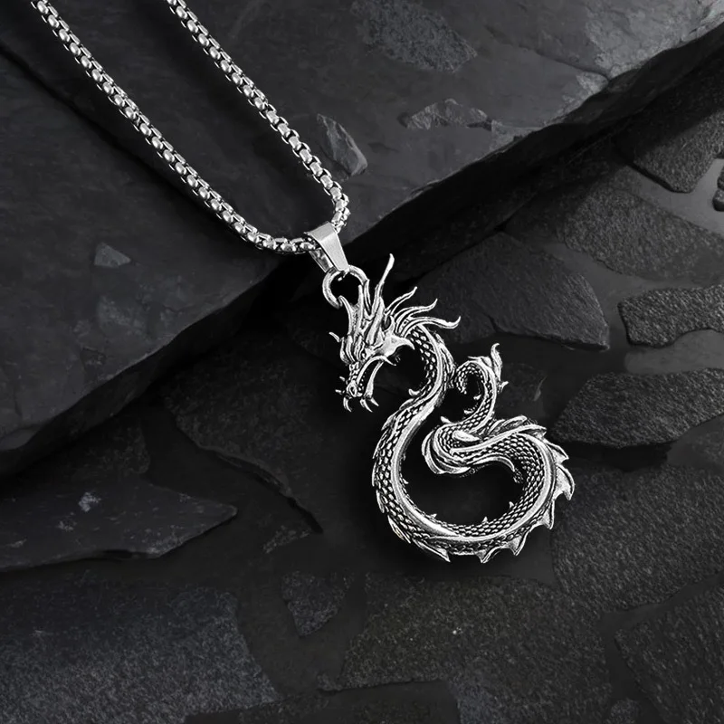 Chinese Style Fashion Personality Versatile Creative Dragon Necklace For Men And Women Street Hip-Hop Rock Punk Accessories