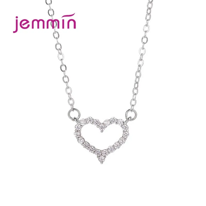 

Fashion 925 Sterling Silver Love Heart Necklaces for Women Wedding Statement Necklaces Silver Chain Fine Jewelry