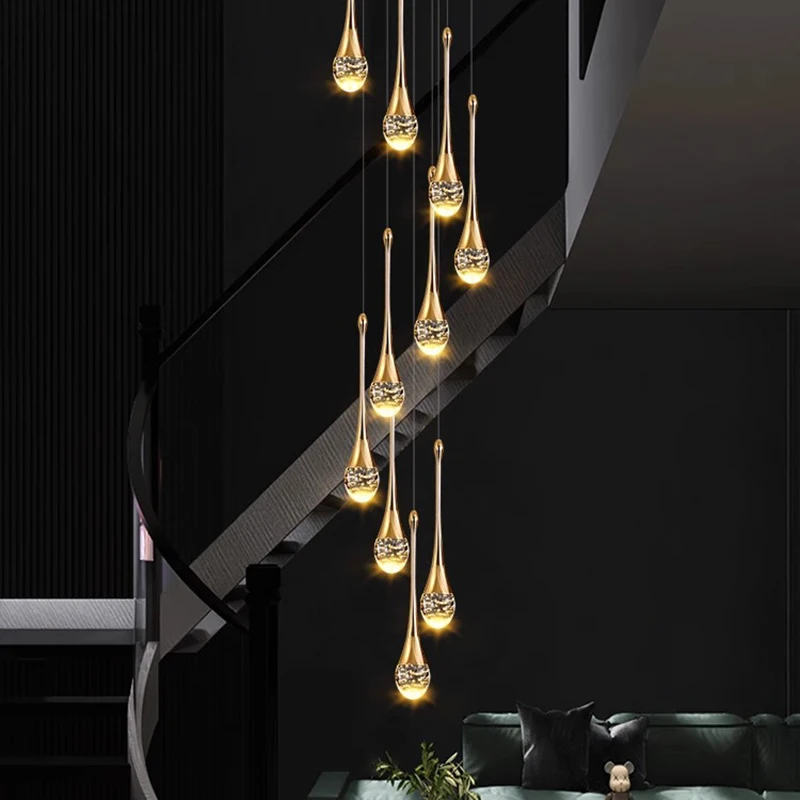 Imagem -04 - Modern Crystal Chandelier For Home Decoration Stair Pendant Lamp Living Room Pendant Lights Iluminação Interior