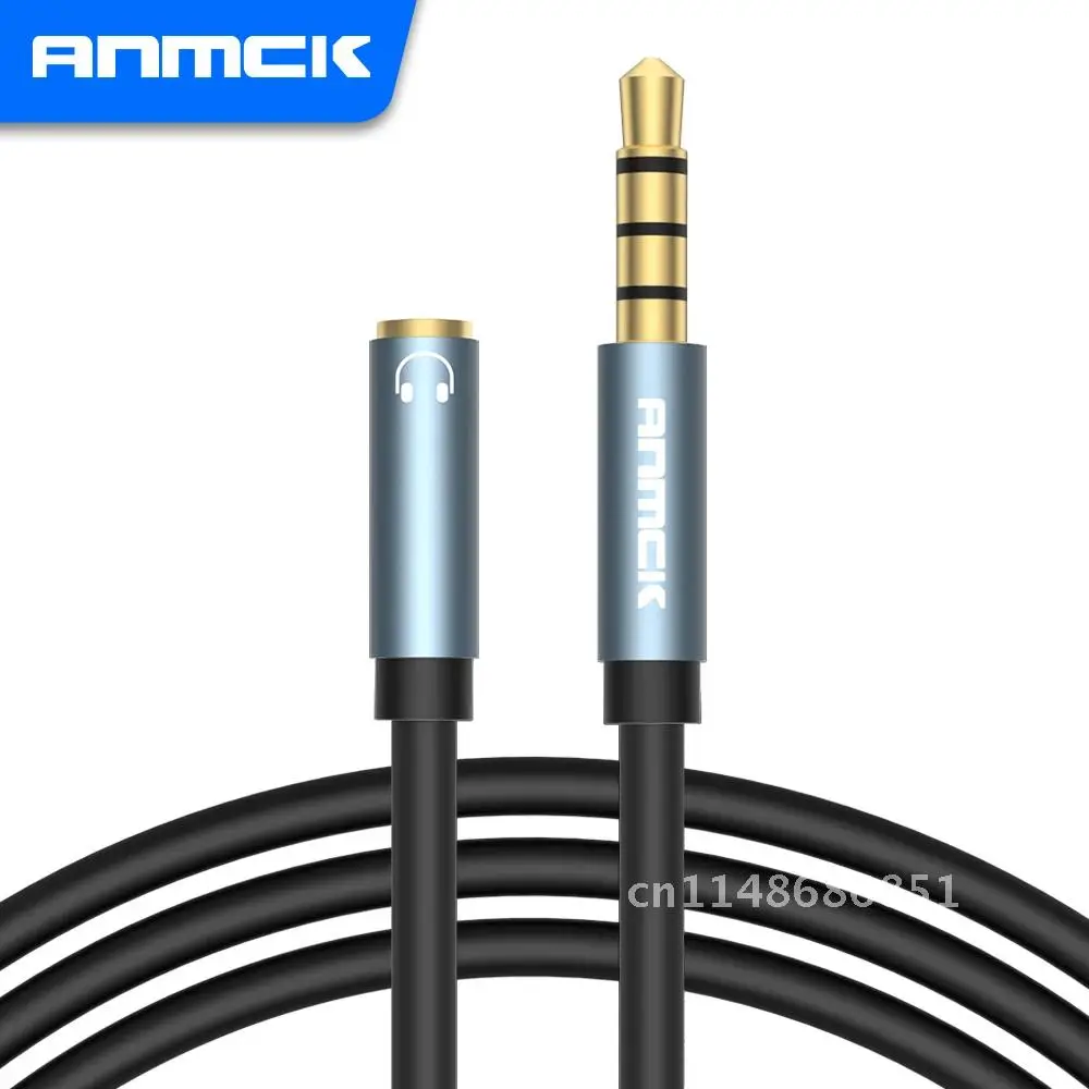 3.5mm Jack Audio Cable Male to Female Aux Extender With Micphone For Car Headphone Speaker Wire Aux Cord Anmck