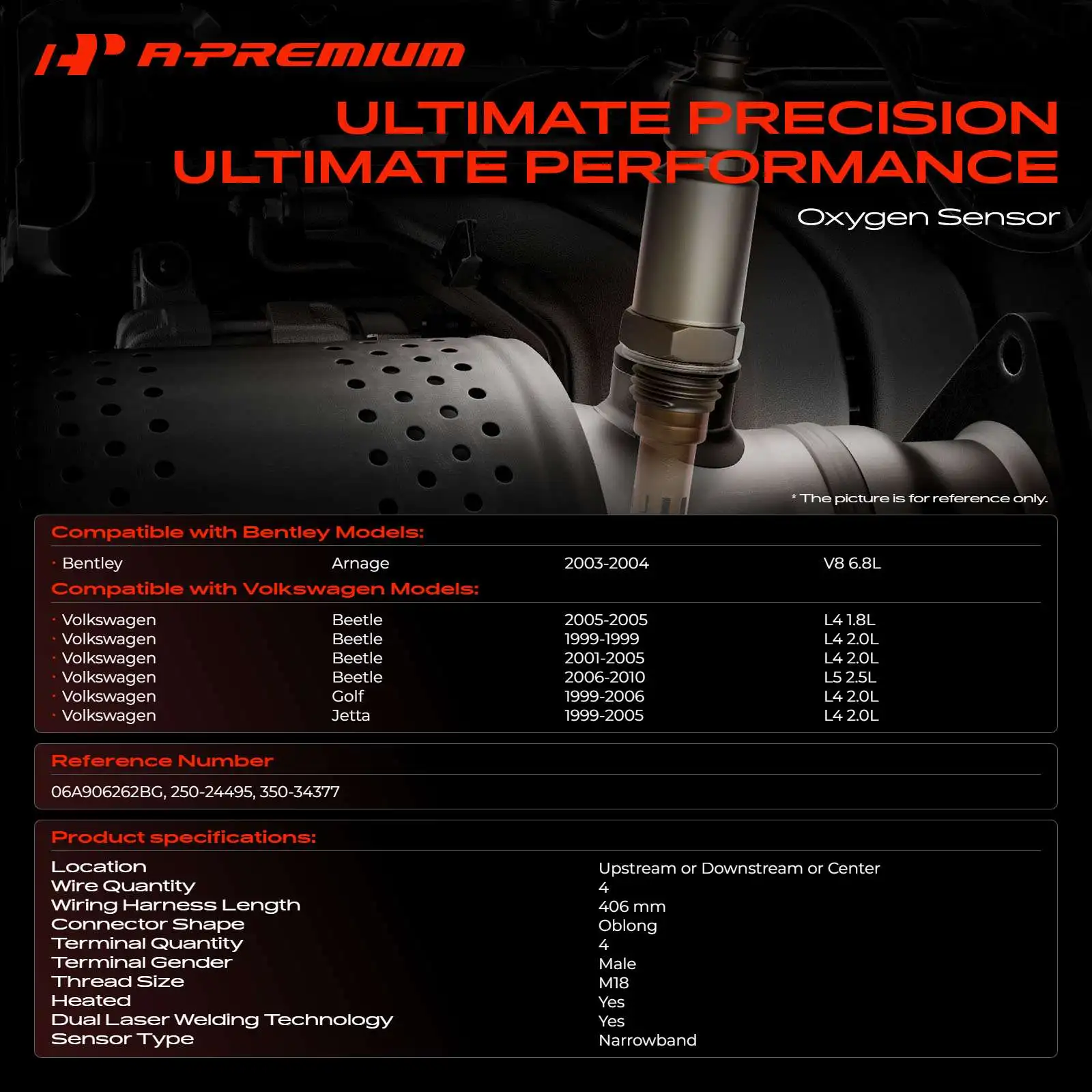 A-Premium Upstream or Downstream or Center O2 Oxygen Sensor for Volkswagen Jetta 1999-2005