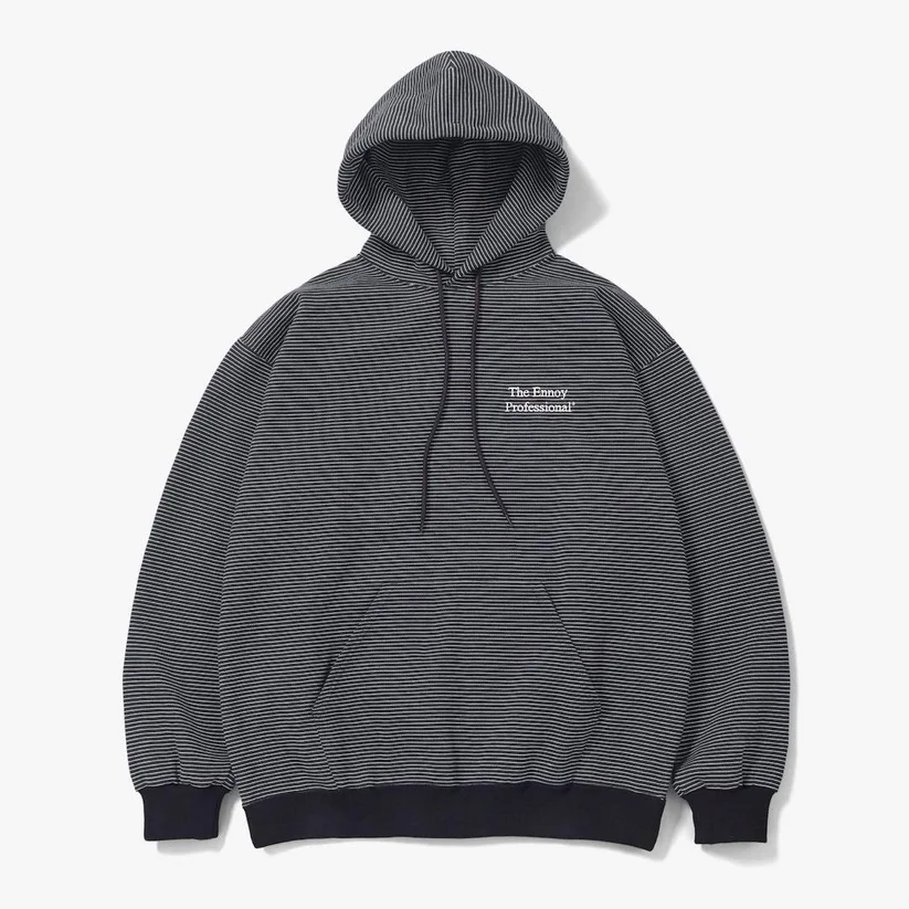 

2026 The Ennoy Black White Fine Stripe Hoodie Casual Loose Fit Daily Long Sleeve Sweatshirt Top