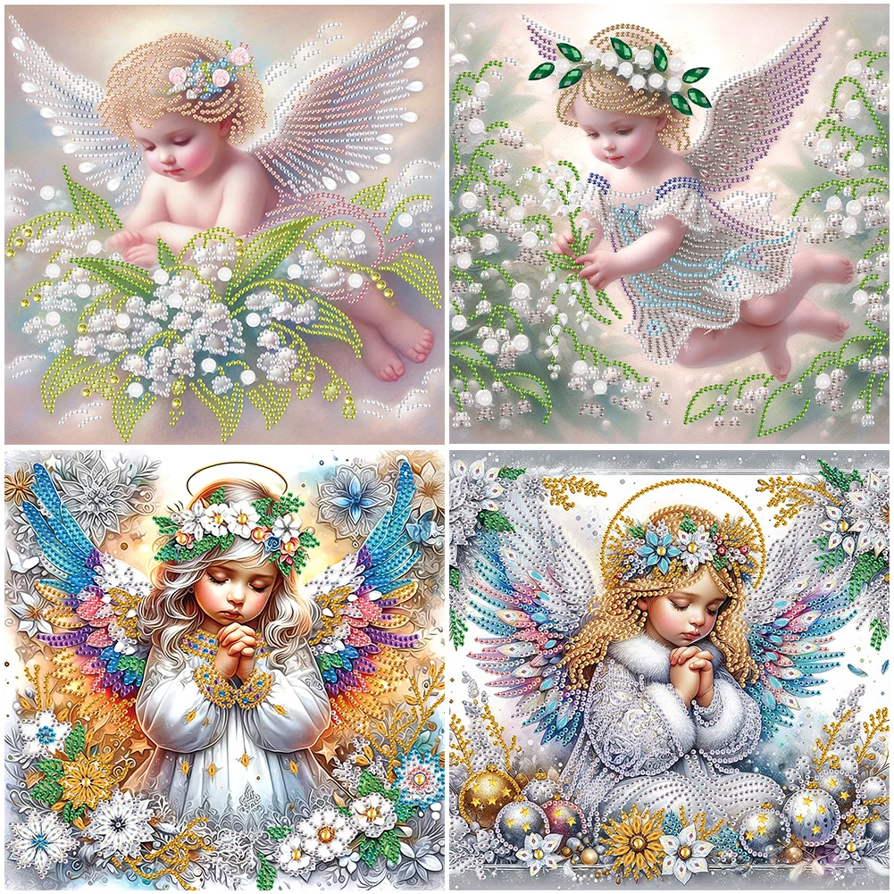 30*30cm Angel Child Decoration 5D DIY Partial Special Shaped Drill Diamond Painting Kit Diamond Embroidery Crafts for Home Decor