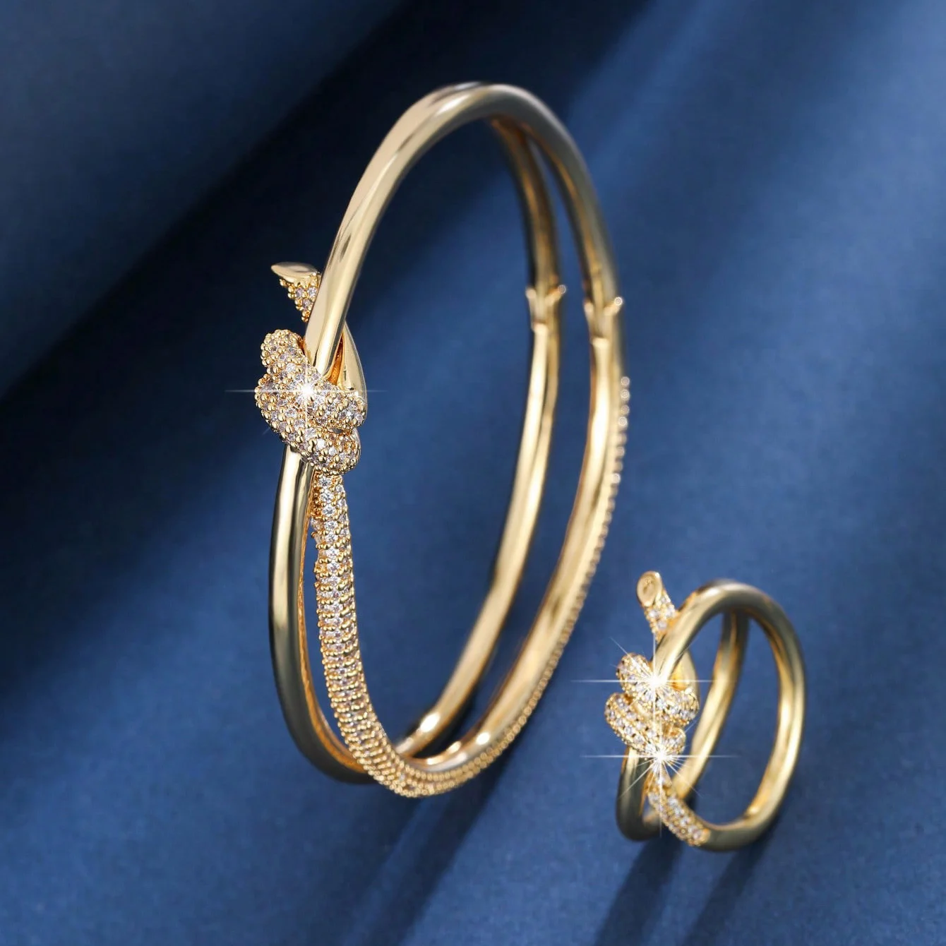 

2025 New Cubic Zirconia Twisted Bracelet Set for Women's Office Parties Friend Gifts Jewelry Accessories