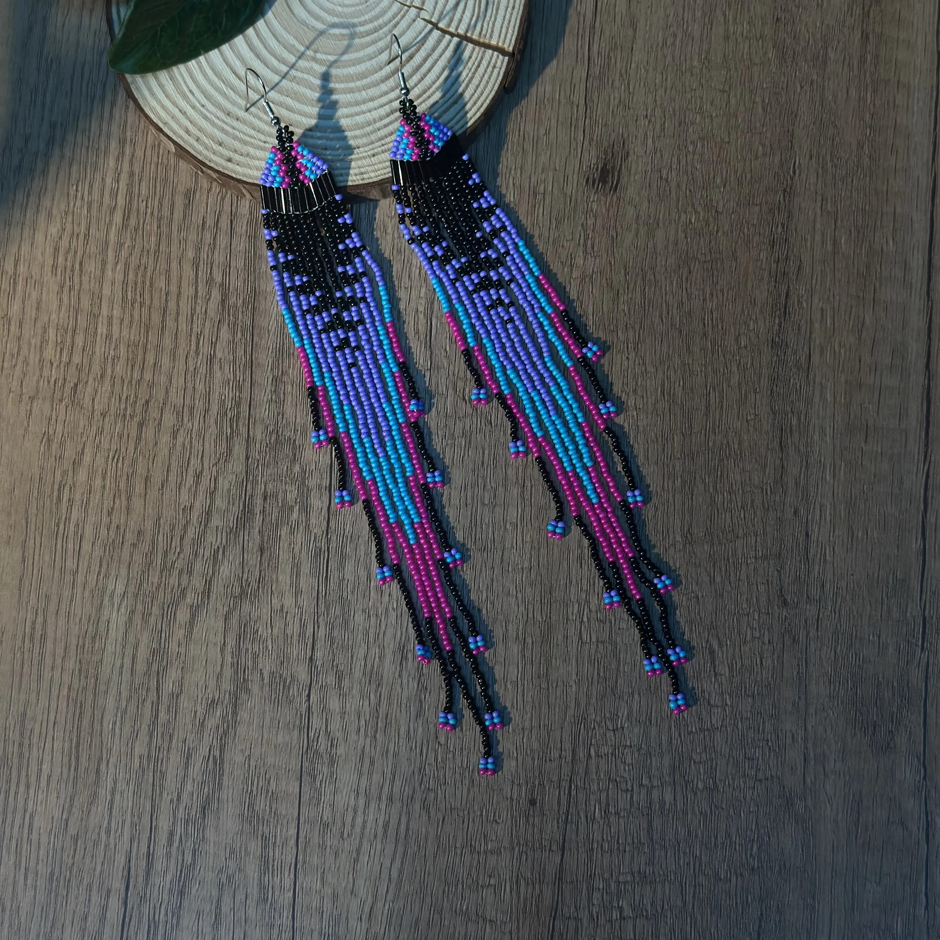 Rice bead earrings Tassels Creativity Gradient color Bohemia Geometry Hand weaving Alloy Pattern Female Fashion Beaded earrings