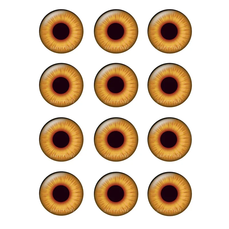 

12 Pairs/bag Doll Eyes Photo Glass Cabochon 14mm Super Thin Diy Jewelry Components for Crafts Making Gift BH167