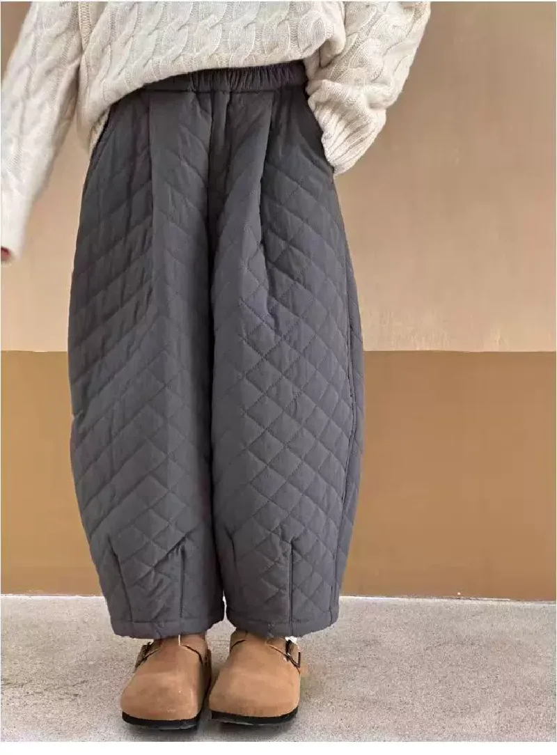 Winter Girls Warm Quilted Pants Children Padded Coldproof Trousers Kids Thick  Pants Teen Loose Solid Sweatpants 3-12 Years